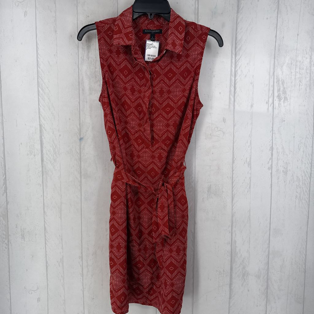 8 diamond pattern button down slvls dress
