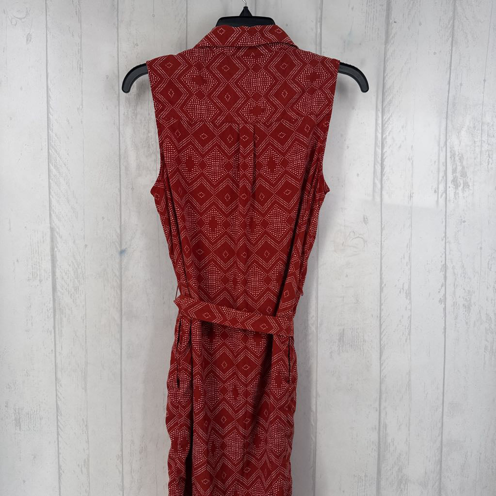 8 diamond pattern button down slvls dress