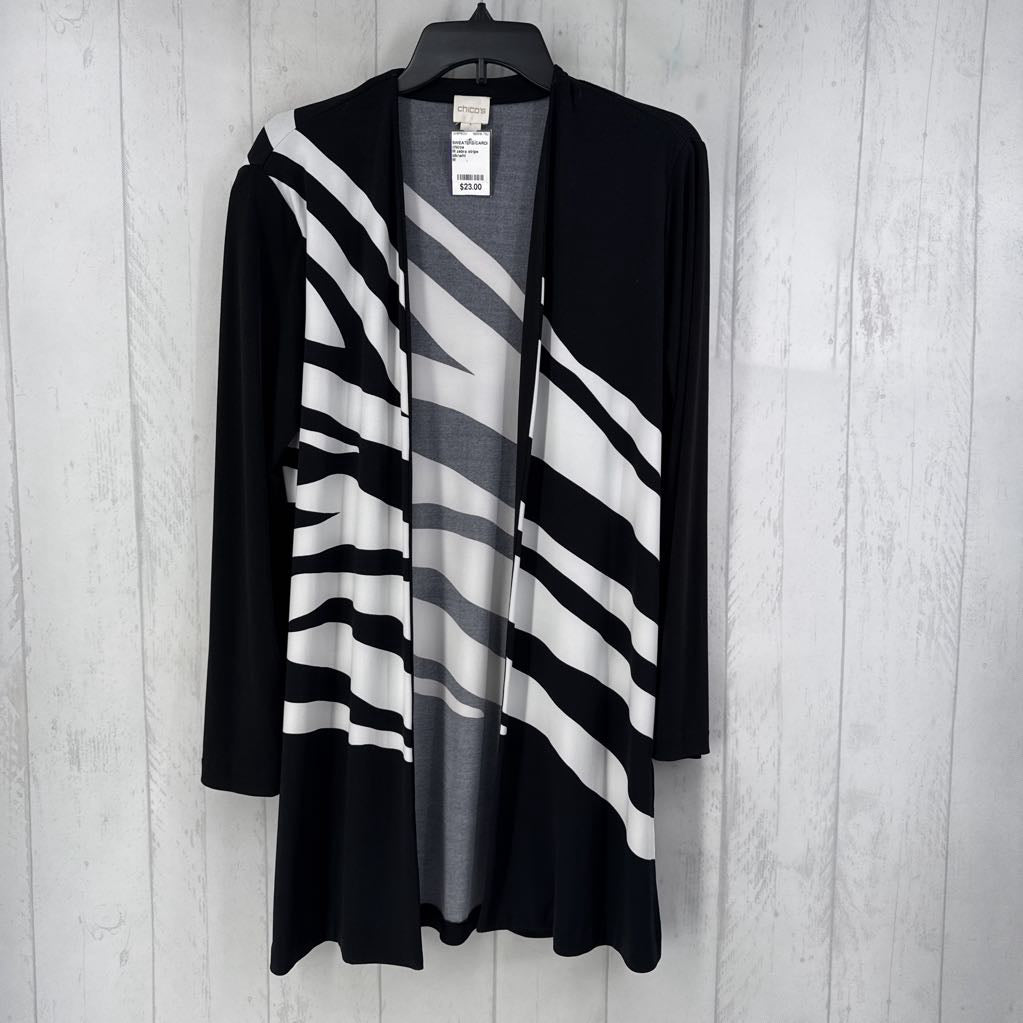 M zebra stripe open front cardi