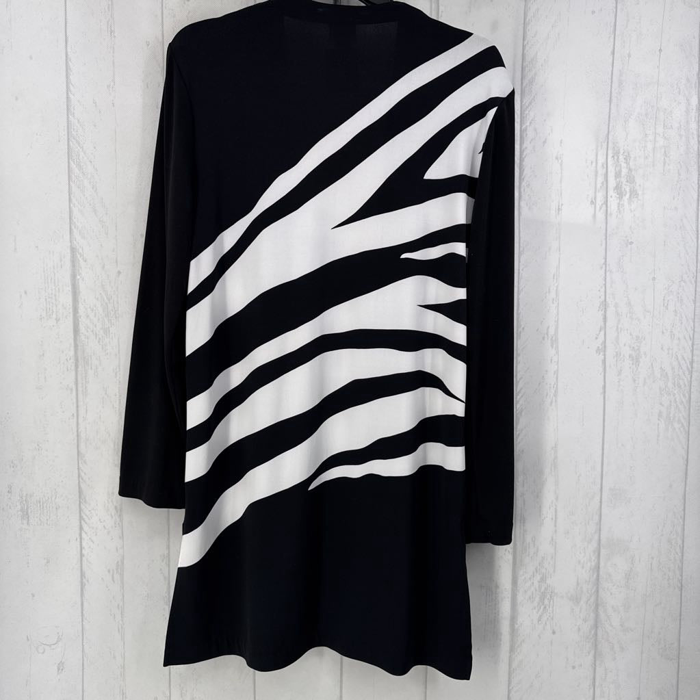 M zebra stripe open front cardi