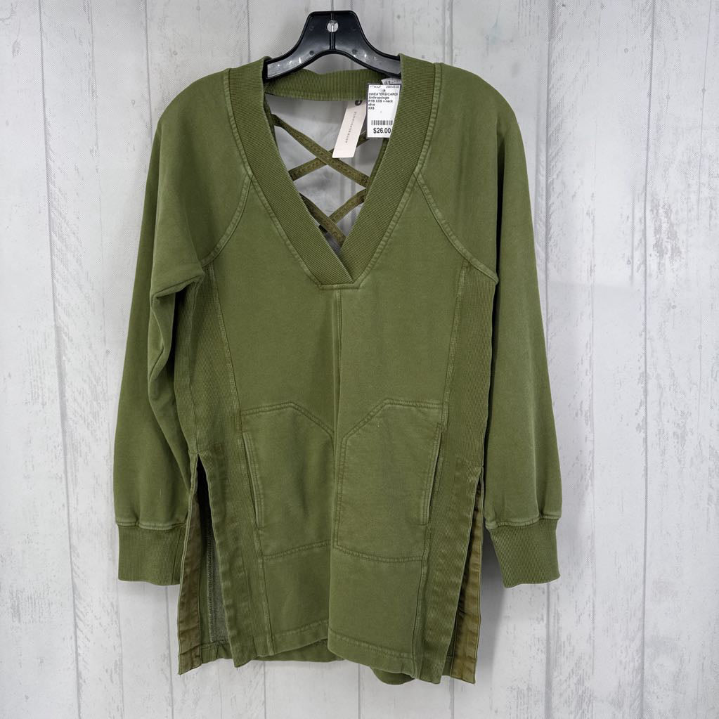 R118 XXS v-neck criss cross sweatshirt