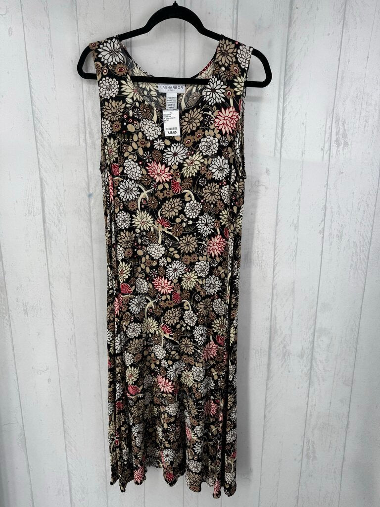 1X flo print slvls dress