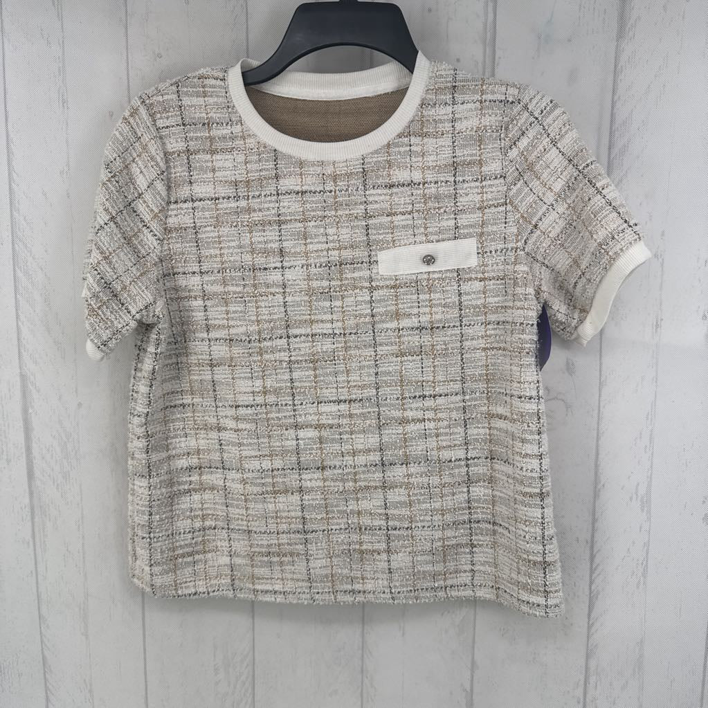 M textured plais s/s sweater