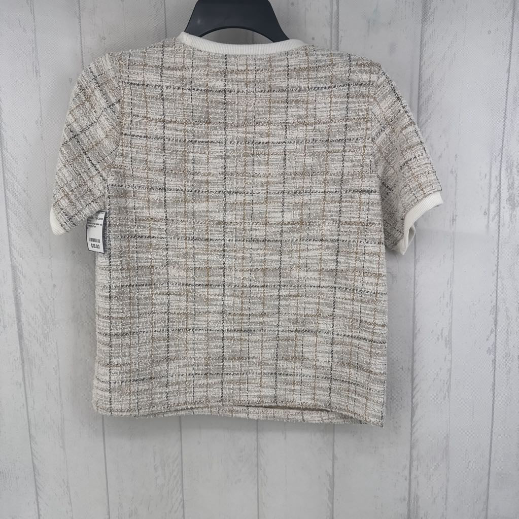 M textured plais s/s sweater