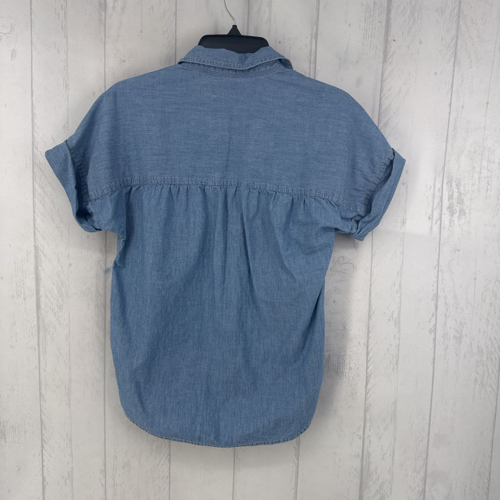 XS denim 1/2 button down s/s top