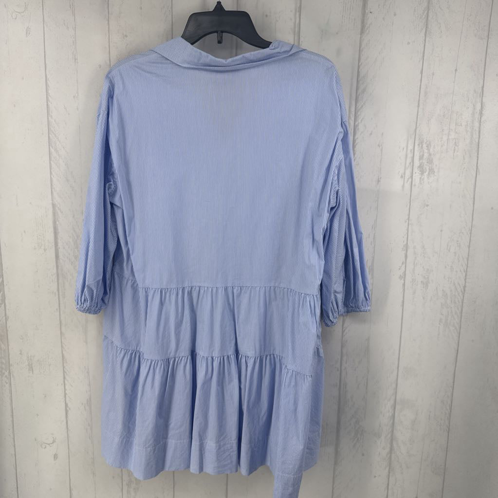 M striped button down 3/4 slv dress