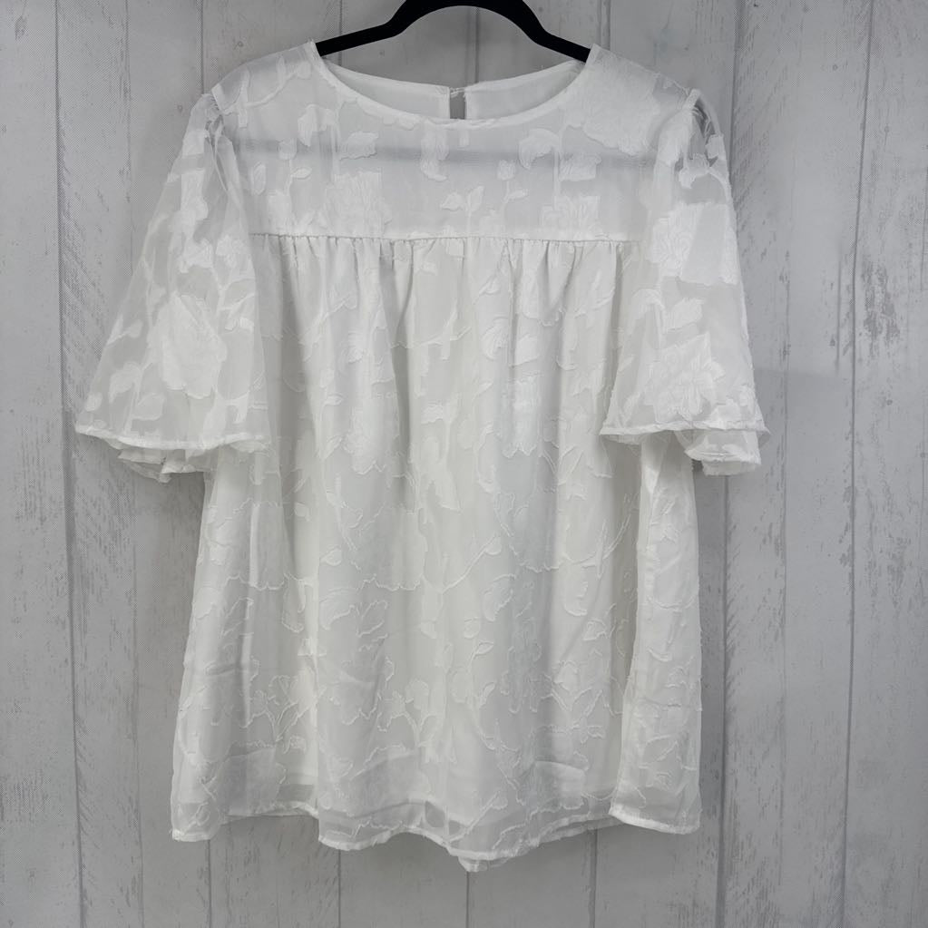 L flo jacquard flutter slv top