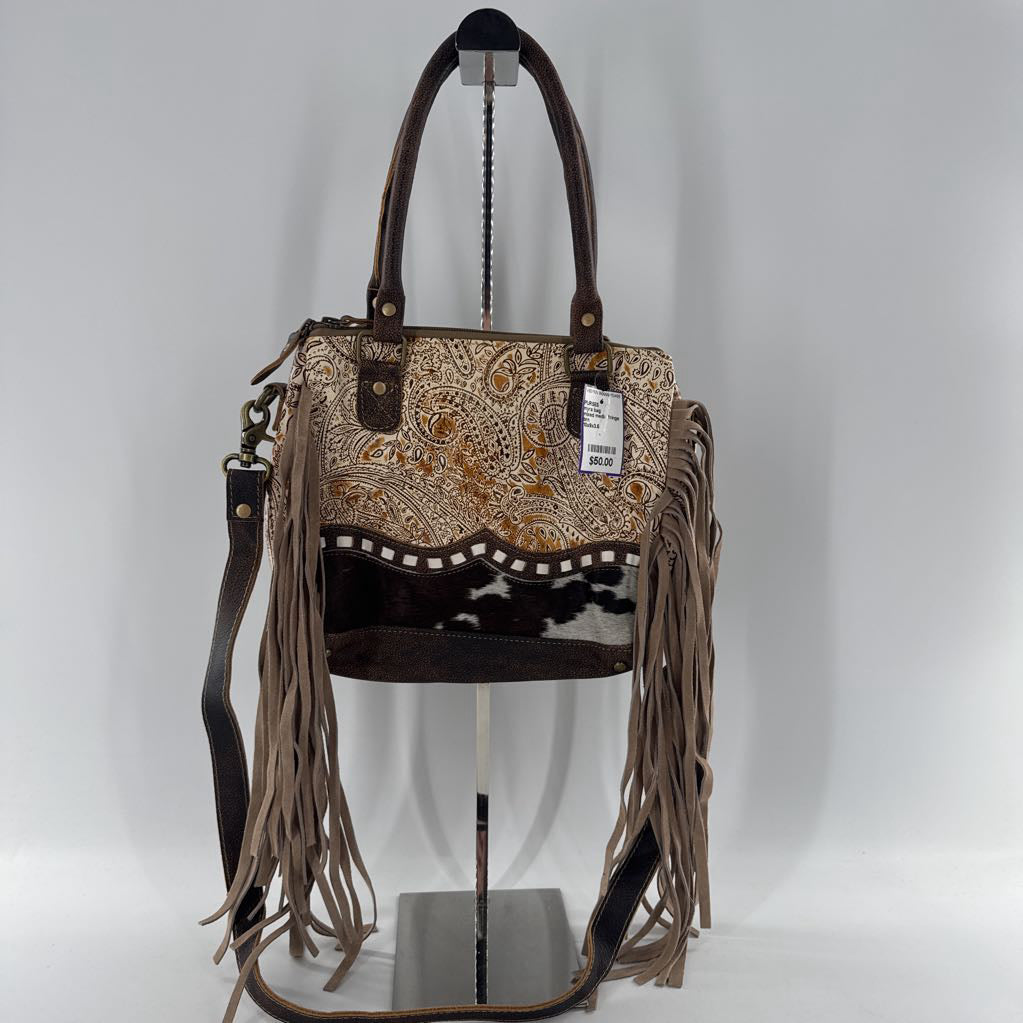 mixed media fringe concealed carry crossbody