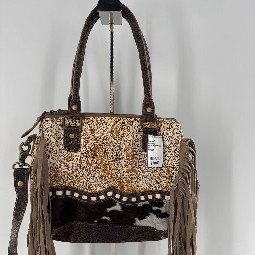 mixed media fringe concealed carry crossbody