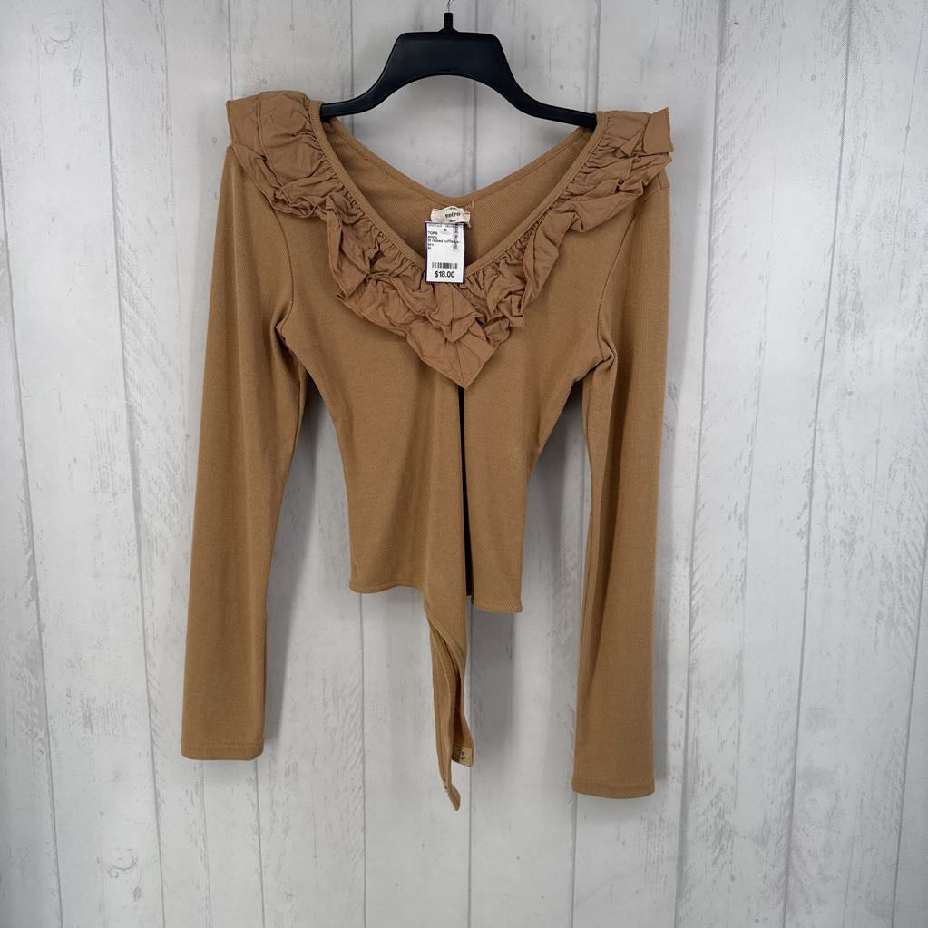 M ribbed ruffled v-neck l/s bodysuit