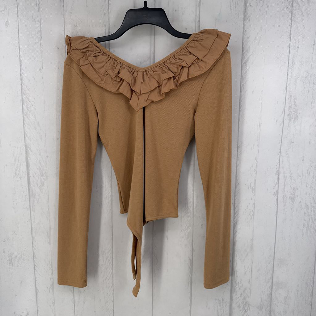 M ribbed ruffled v-neck l/s bodysuit