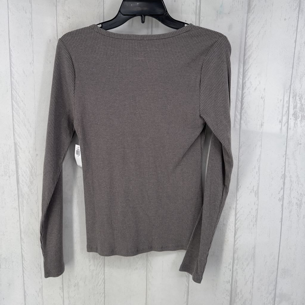M ribbed v-neck l/s top