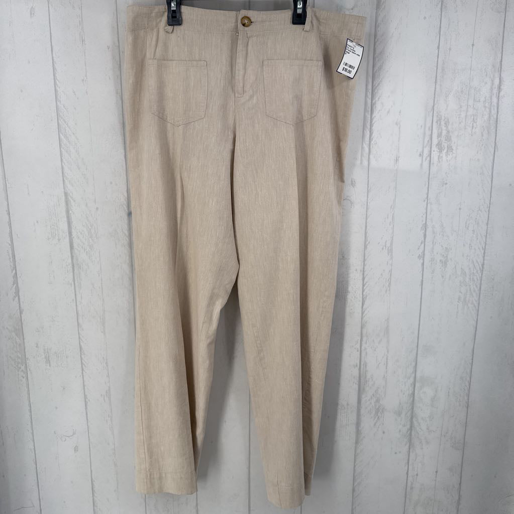 M linen blend wide leg pant