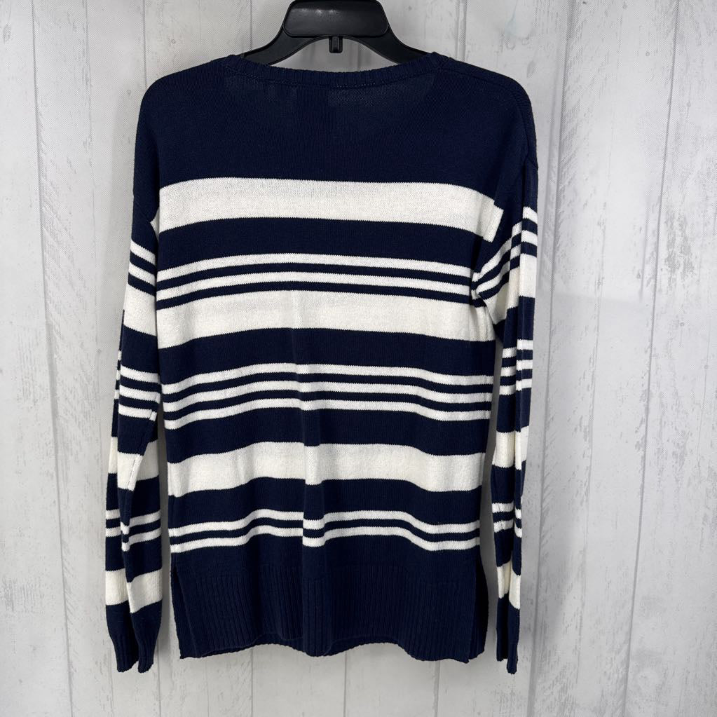 L striped crewneck sweater