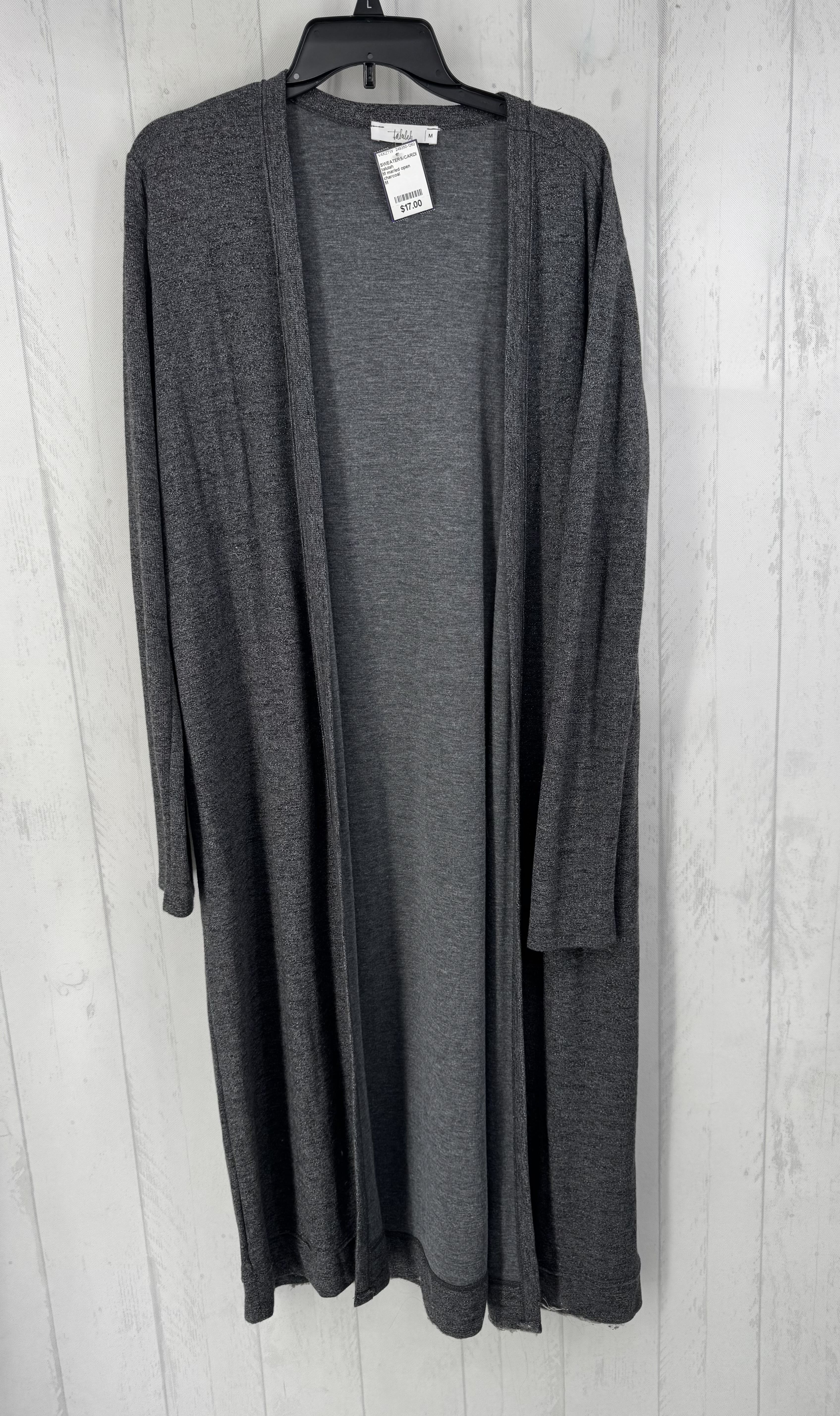 M marled open front l/s duster