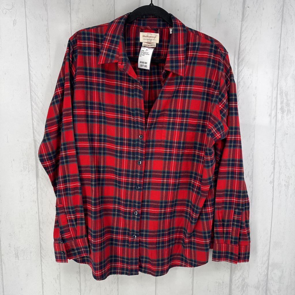 XXL plaid button down l/s top