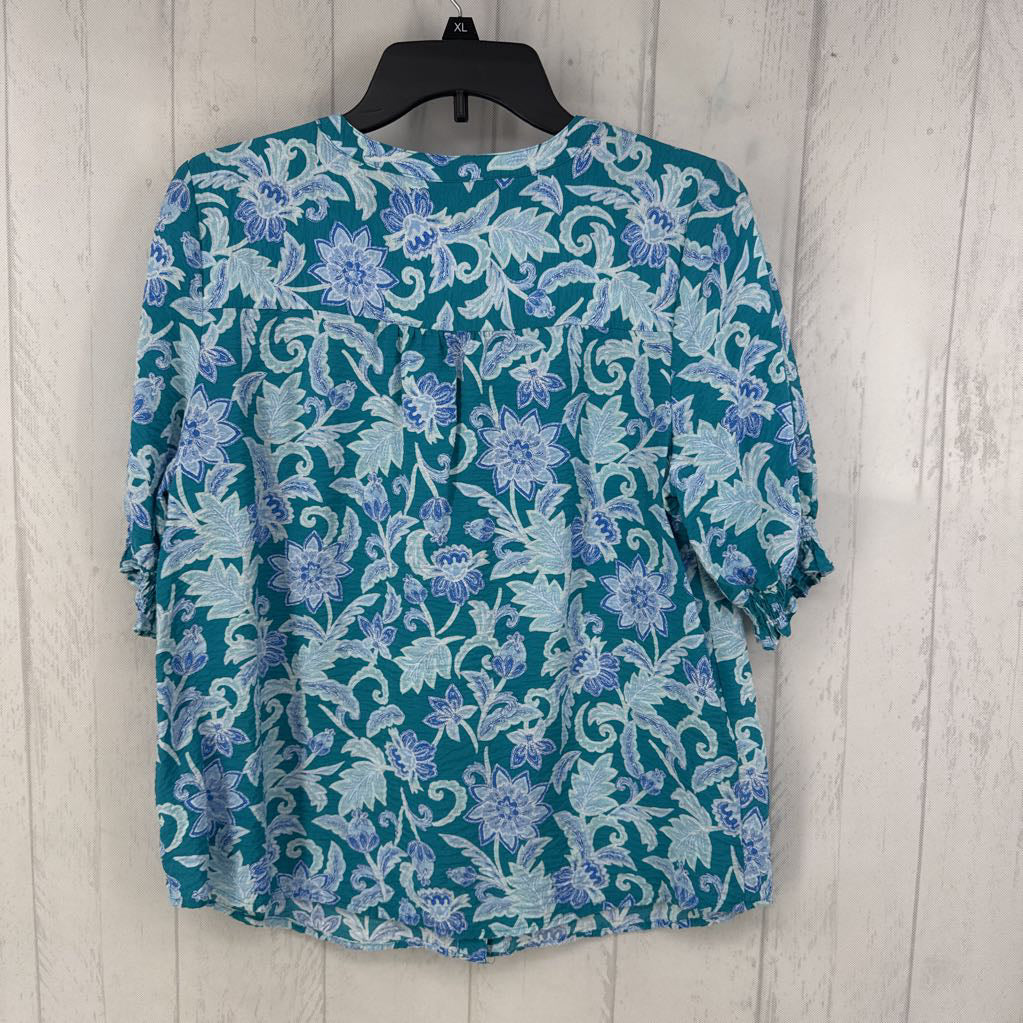 M paisley print button down s/s top