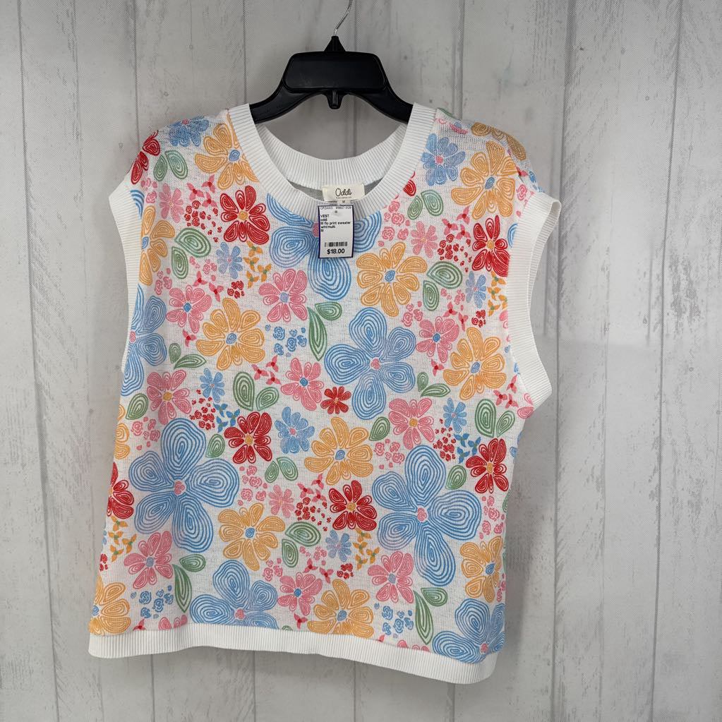 M flo print sweater top