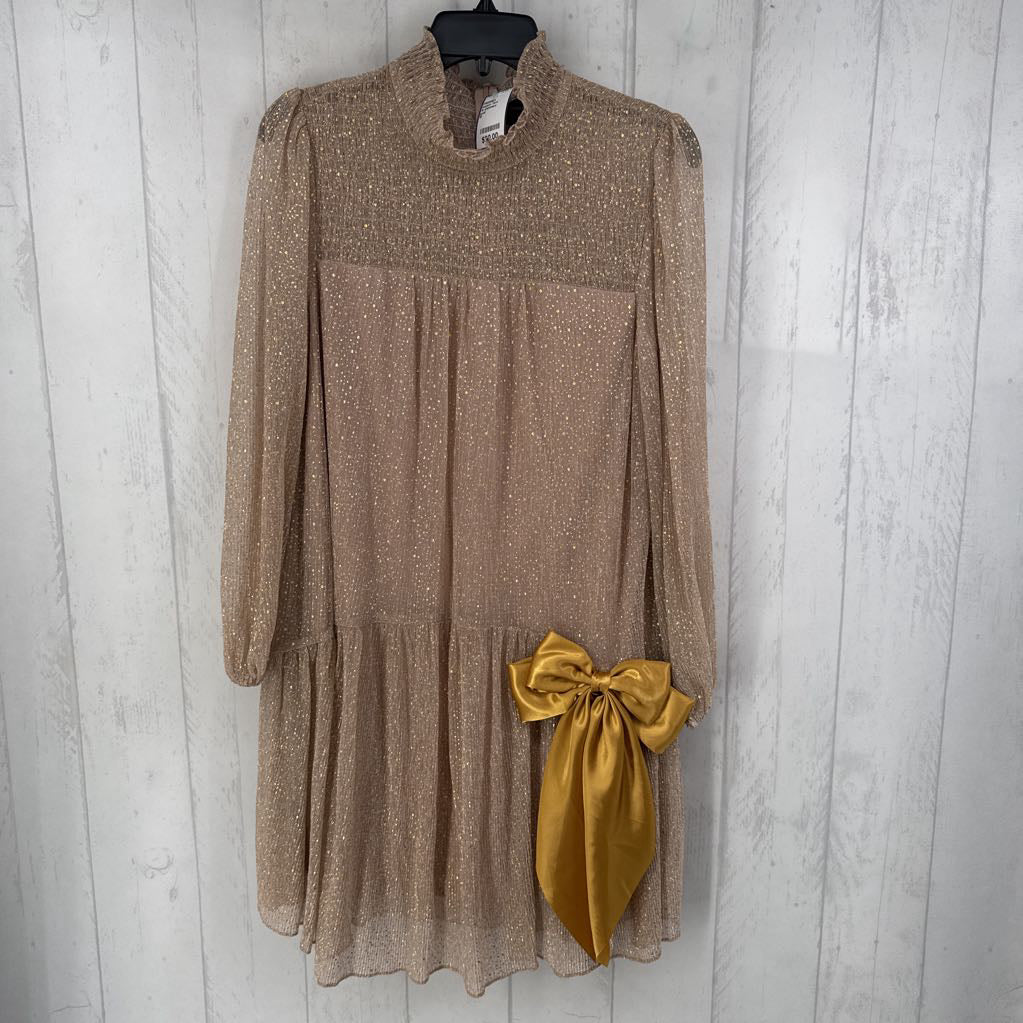 10 shimmery smocked 3/4 slv dress