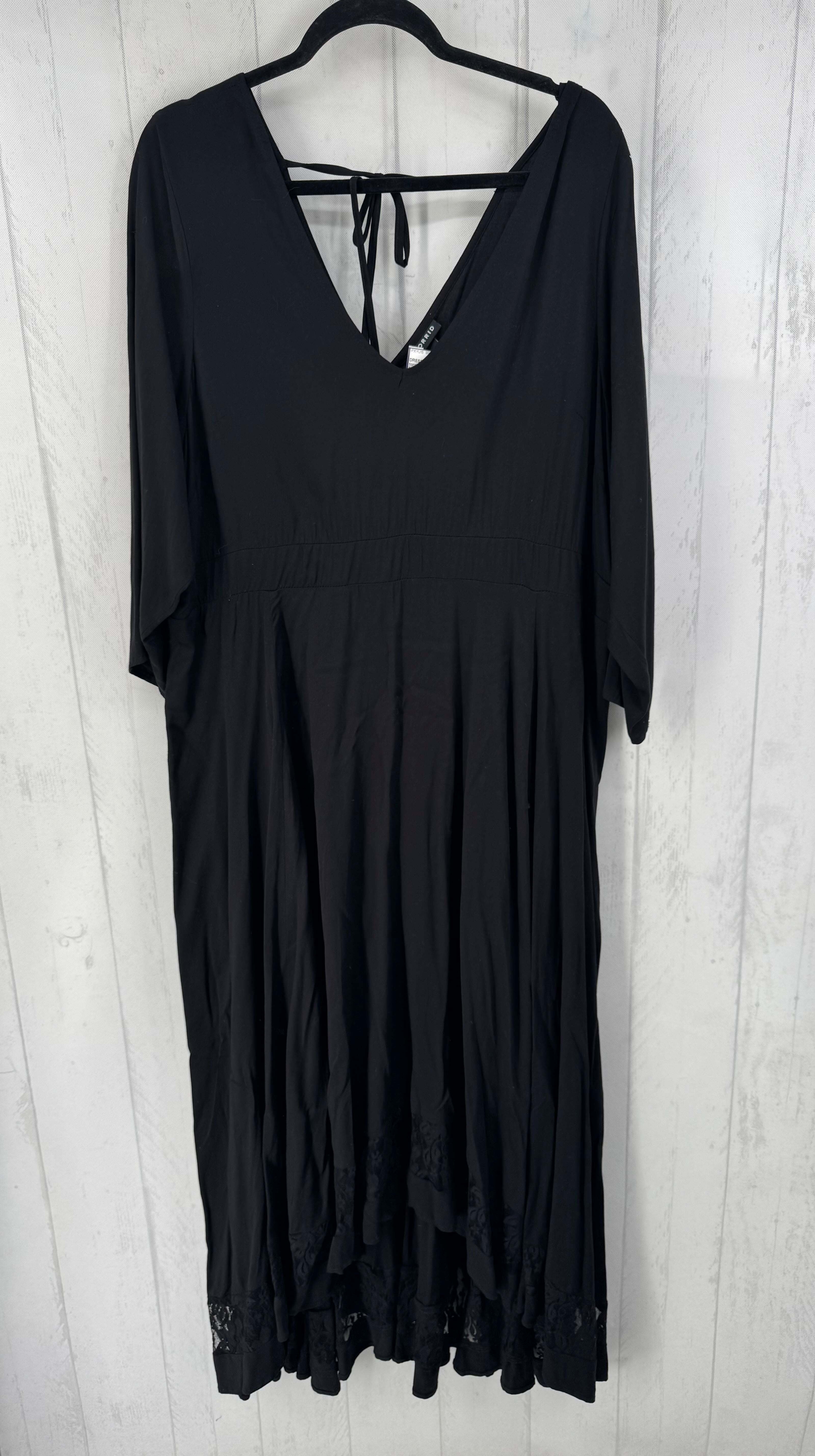 3X v-neck lace bottom 3/4 slv dress