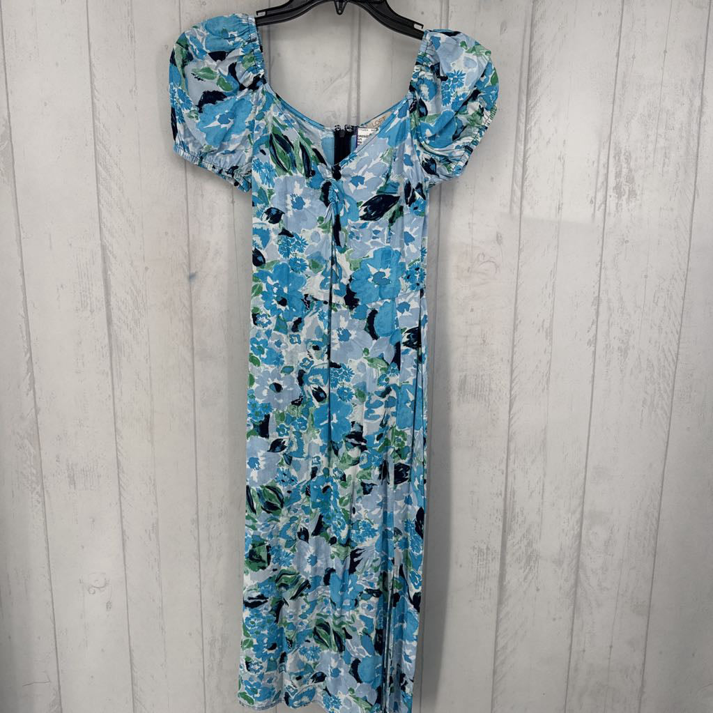 00p puff slv floral midi dress