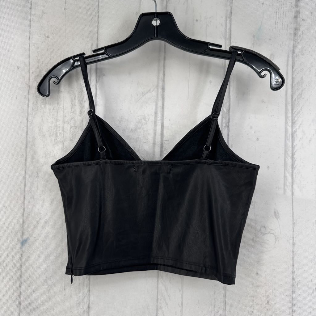 XS faux leather corset-style crop tank
