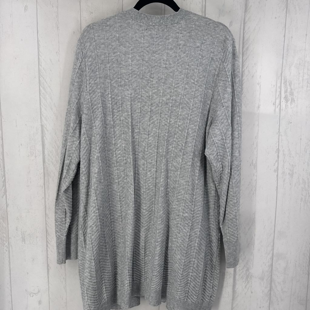 1X chevron stripe open front cardi