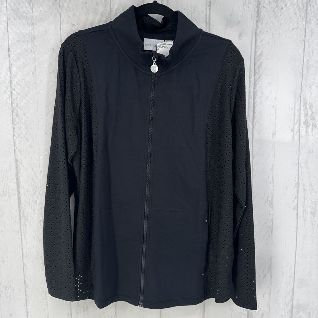 L eyelet slv zip-up