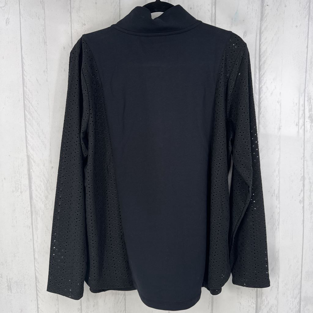 L eyelet slv zip-up