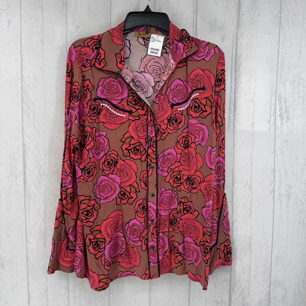 L l/s snap closure floral shirt