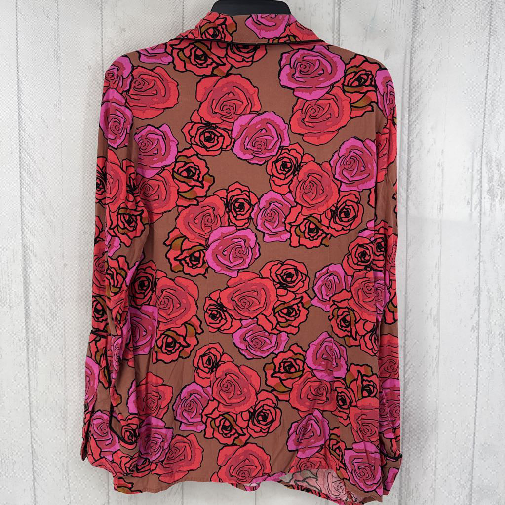 L l/s snap closure floral shirt