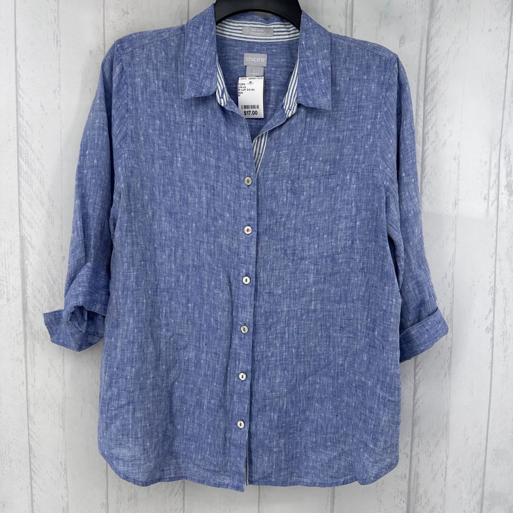 M cuff 3/4 slv button shirt