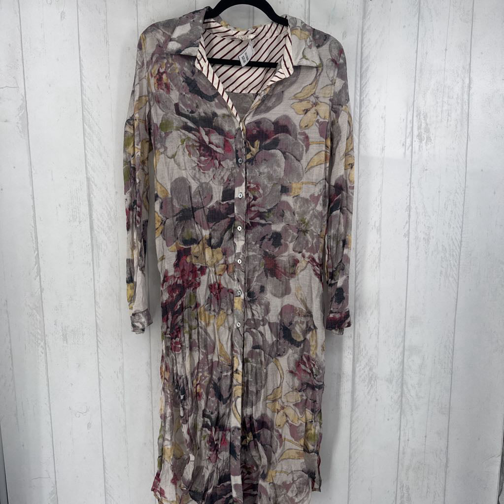 L flo print l/s dress