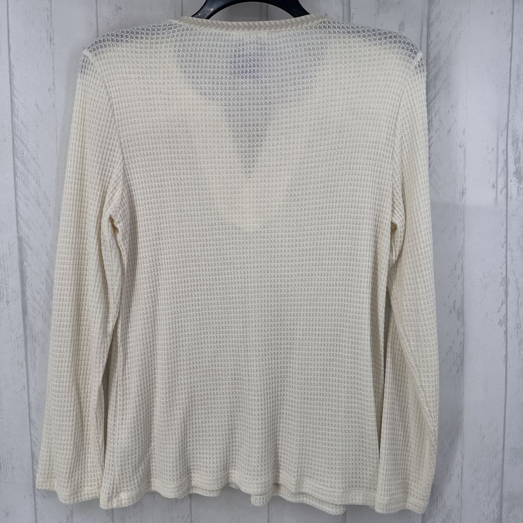 L embroidered waffle knit l/s top