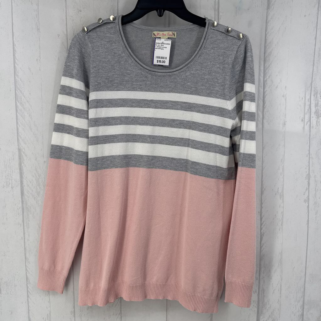 L striped scoop neck sweater