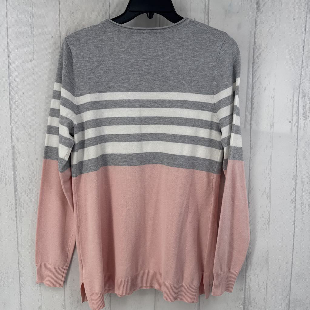 L striped scoop neck sweater