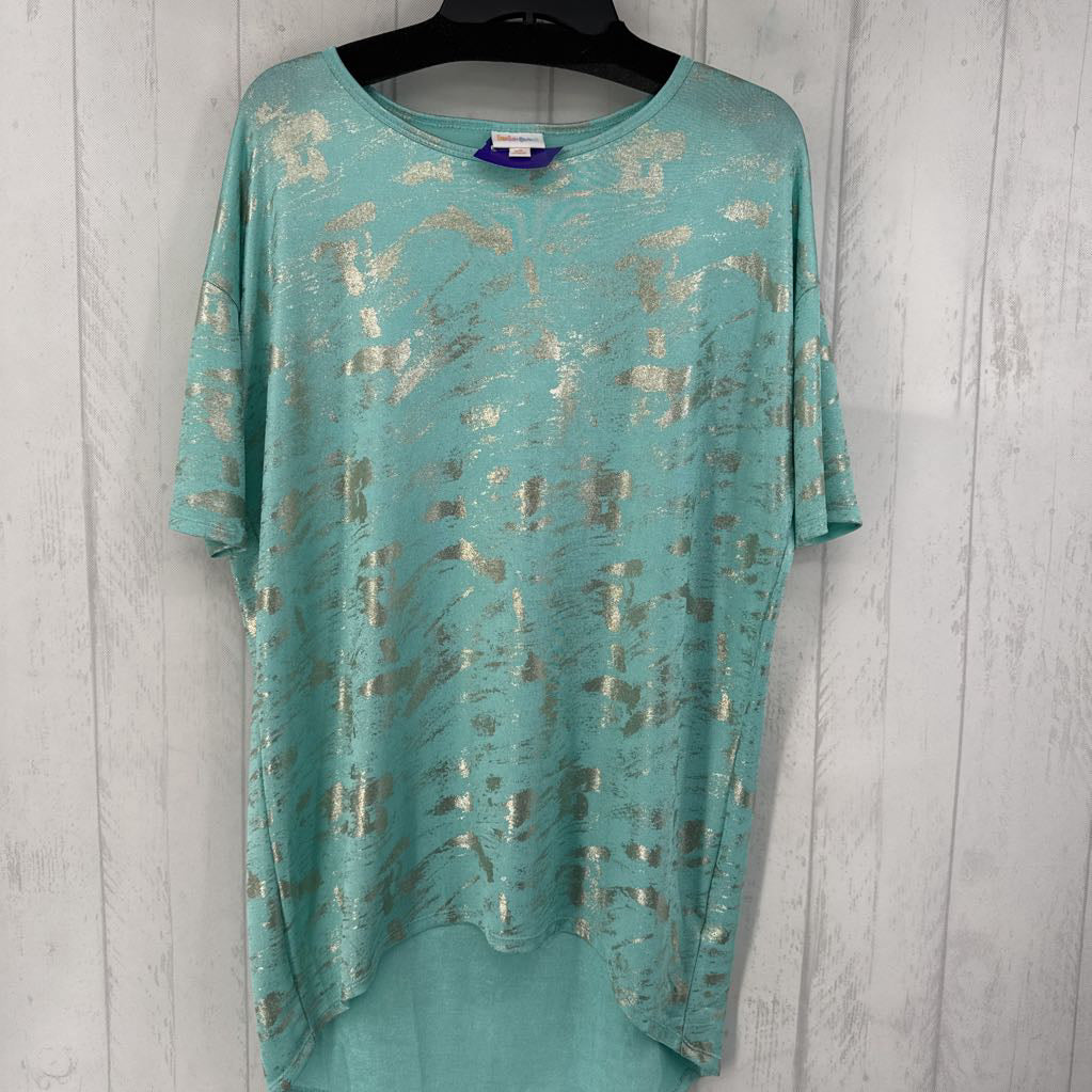 XS metallic printed drop shoulder hi-lo tunic