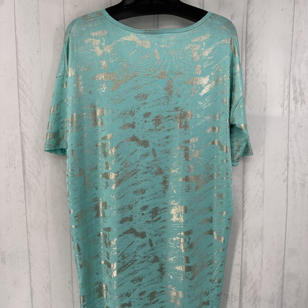 XS metallic printed drop shoulder hi-lo tunic