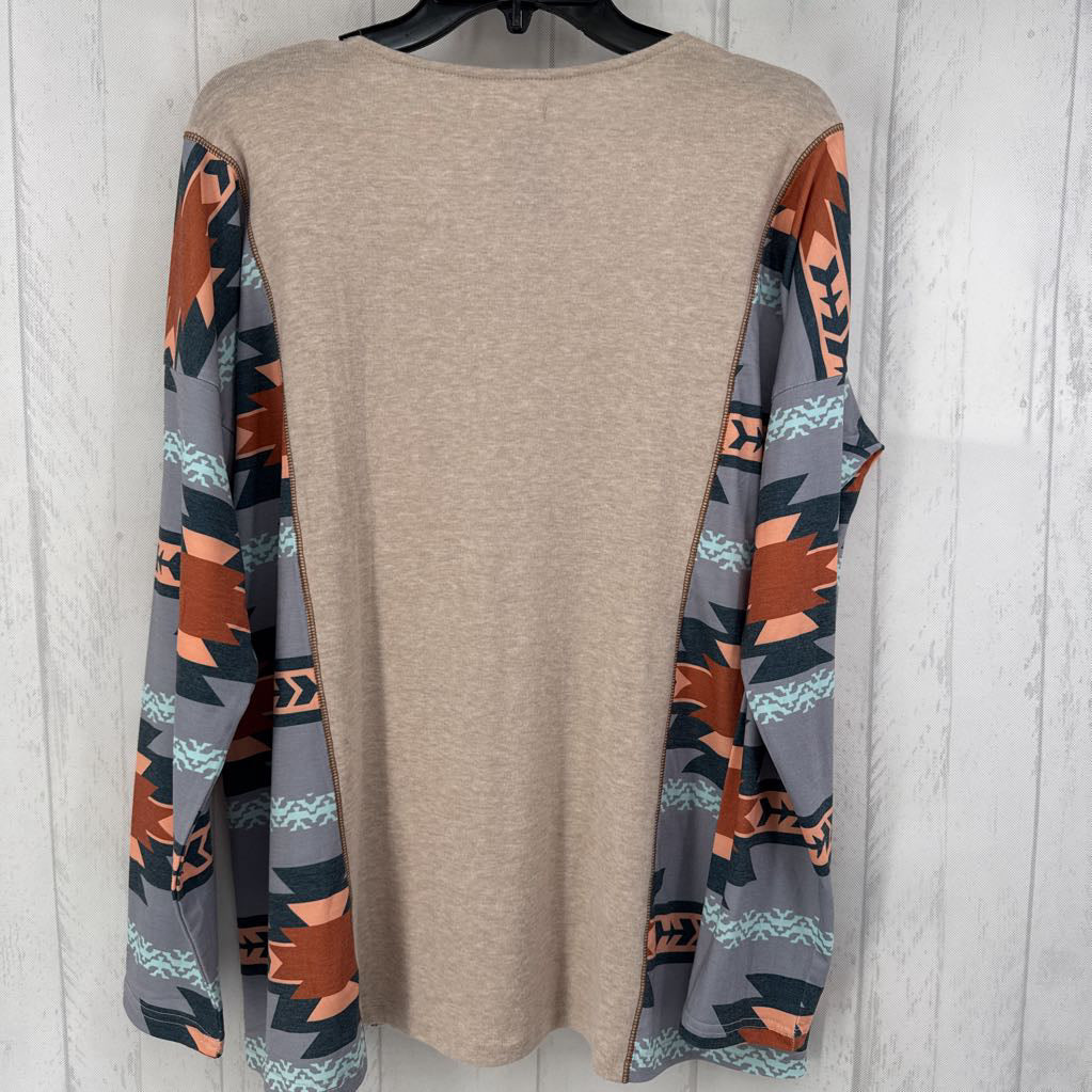 L aztec printed l/s top