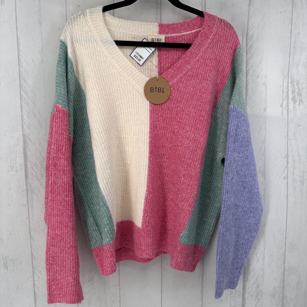 L v-neck colorblock sweater