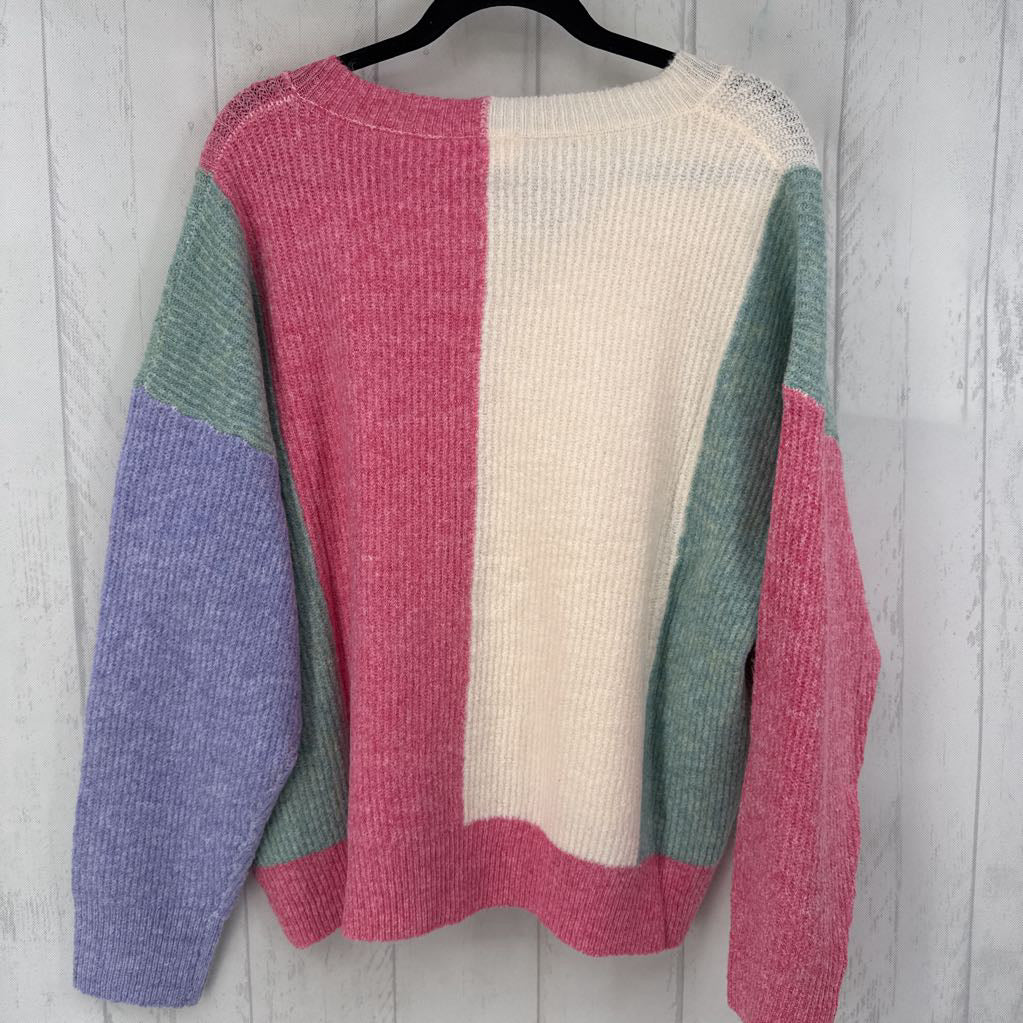 L v-neck colorblock sweater