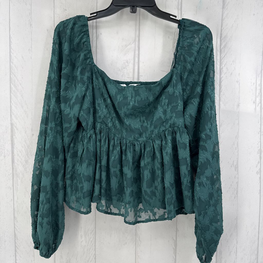 XL jacquard l/s peplum top
