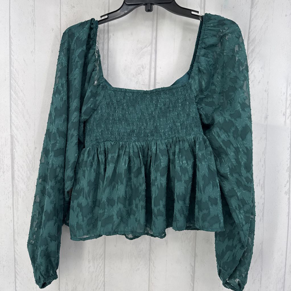 XL jacquard l/s peplum top