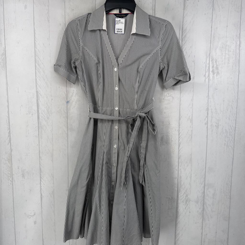 0 polka dot button front belted s/s dress