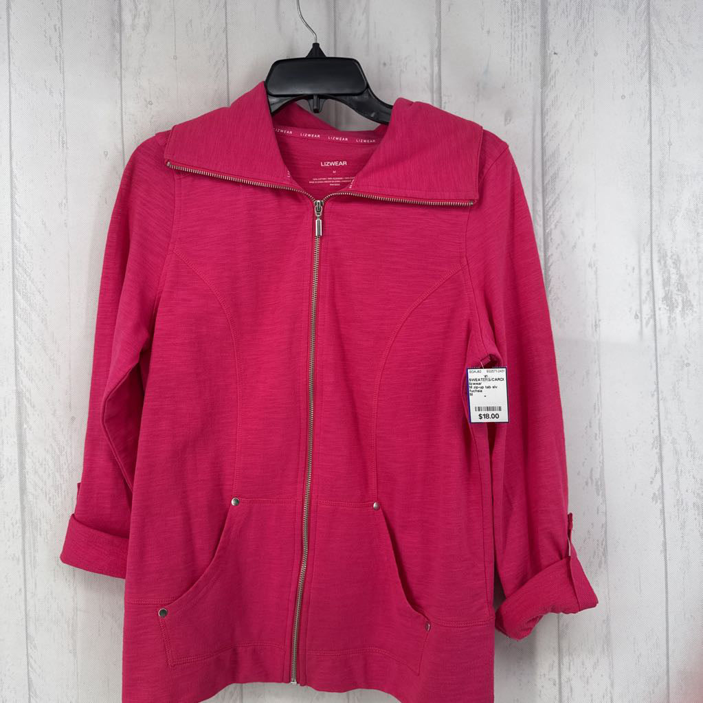 M zip-up tab slv sweatshirt
