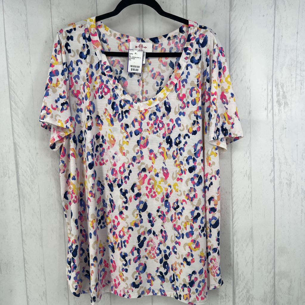 2XL animal print v-neck s/s tee