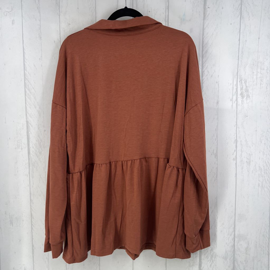 3XL button down peplum l/s top