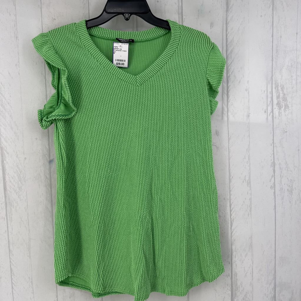 M textured v-neck flutter slv top