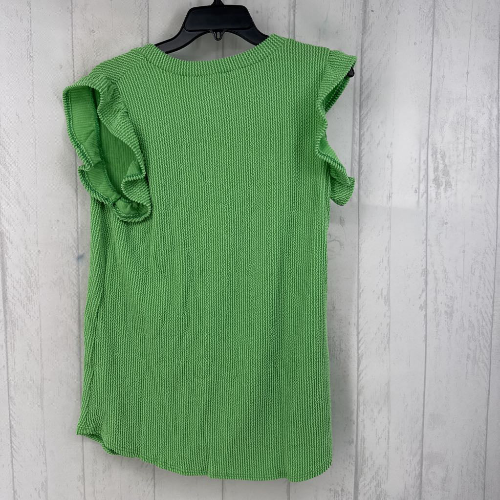 M textured v-neck flutter slv top