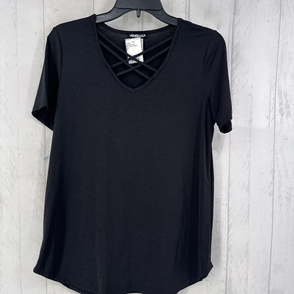 M criss cross v-neck s/s top
